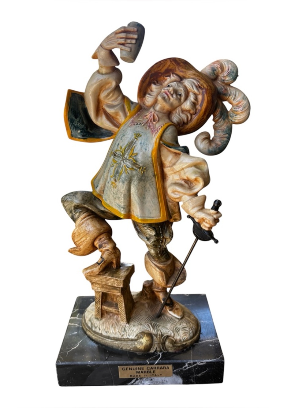 Depose Italy 732 Musketeer Figurine 9" Marble Base Hand Painted collectable
